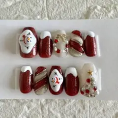 ネイルチップ　つけ爪　マグネット　雪だるま クリスマス　ツリー