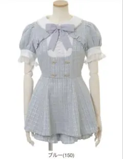 ♡LIZLISA♡ダブルハートボタンツイードセットアップ♡ブルー