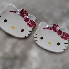 平成レトロ　Hello Kitty 2枚 レオパード柄　アクセサリープレート