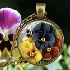 ヴィンテージ　ロング　ネックレス　フラワー　アンティークゴールド　ぷっくり　綺麗