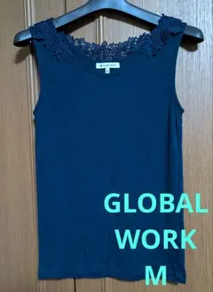 GLOBAL WORK タンクトップ ネイビー レース Mのサムネイル