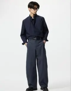 UNIQLO ジャージーバレルレッグパンツ　L ダークグレー　男女兼用