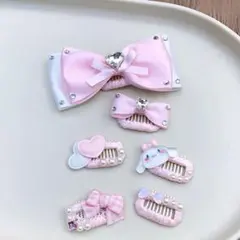 BABY,THE リボンブレスレット & リボンバレッタ ピンク×白 3点セット