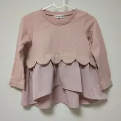 bnrshes ピンク 長袖カットソー 100cm スカラップヘム