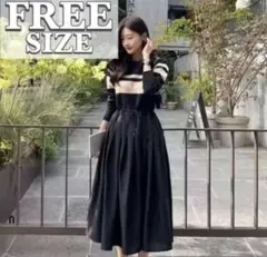 ニットワンピース 秋冬 ブラック レディース きれいめ フリーサイズ オフィス