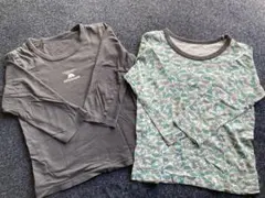 西松屋　長袖　肌着　男の子　2枚セット　120 恐竜プリント長袖アンダーシャツ