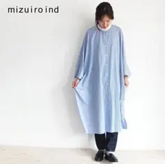 【mizuiro ind】 ストライプポンチョワンピース