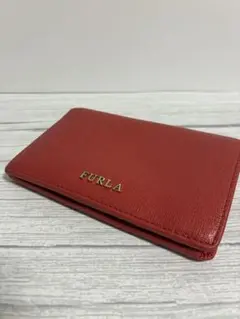 FURLA フルラ 二つ折り財布 コンパクトウォレット レッド レザー