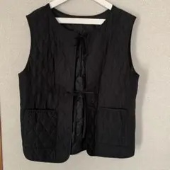レディース キルティングベスト 黒 グレー
