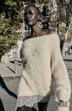 ZARA レースコンビニットセーターM 新品未使用