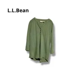 【エルエルビーン】シャツ　長袖　カジュアル　シンプル　無地　綿　 緑　M