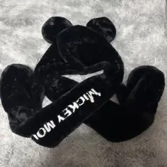 ミッキーマフラーキャップ　黒