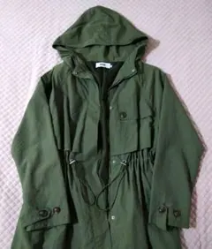 AZUL by moussy　ロング コート　M　グリーン　フード付