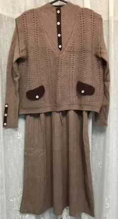レディース ニットロングワンピース 2点セット　size M