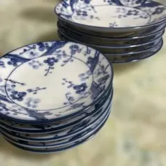 未使用品　有田焼　青梅柄 染付 中小皿 10枚セット 和食器のサムネイル