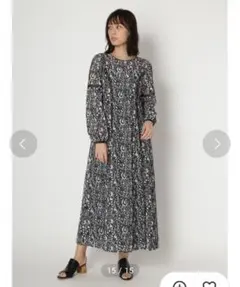 バック くるみボタン レース ワンピース リリーブラウン 長袖 モノトーン