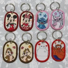 【8個】 セリア ディズニータグキーホルダー ミッキー スティッチ ベイマックス