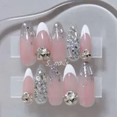 フレンチネイル×埋めつくしネイル⟡.*ギャル キラキラ ワンホン 韓国 Y2K