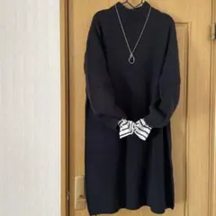 studio clip美品ブラックニットワンピース