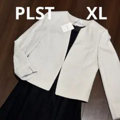 PLST XL スラブツイードジャージー　キーネックジャケットPLUS