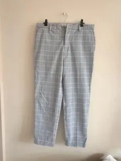 H&M チェック柄 スラックス パンツ グレーのサムネイル