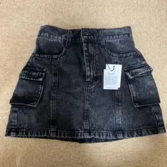 ダークグレー デニムミニスカート サイドポケット付き
