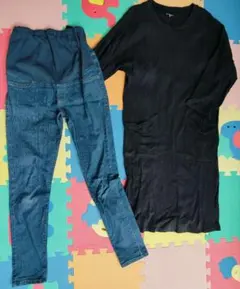 マタニティパンツと授乳服ワンピースセット M