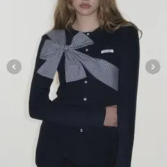 【新品未使用】crank カーディガン　クランク　リボン　韓国 ミナ おひなさま