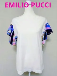 EMILIO PUCCI　白Tボートネック　ホワイトTシャツ　プッチ柄　マルチのサムネイル