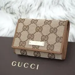 ほぼ未使用品　GUCCI グッチ　名刺入れ　カードケース　GG柄　シマライン