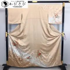 ☆ 単衣 付下げ 刺繍柄 地紙に花模様 金駒刺繍 薄裏柳色 K-6008 - メルカリ