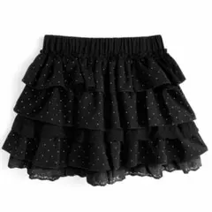 インパン裏地付きドット柄レースティアードフリルミニスカート[ks224]