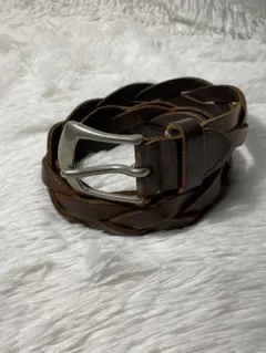 本革 編み込み レザーベルト ブラウン メッシュベルト ユニセックス　カジュアル