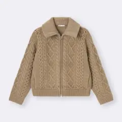 GU ケーブルニットブルゾン