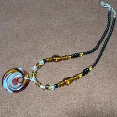 ネックレス 　ペンダント　ガラスビーズ　USED　アジャスター付　ビンテージ