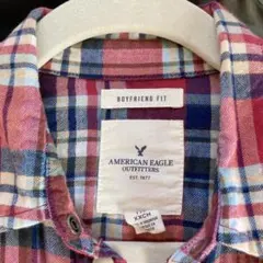 アメリカンイーグル　レディースチェックシャツ　赤系　XXSサイズ