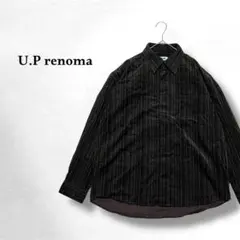 【ユーピーレノマ】✨️長袖シャツ ストライプ柄 コットン100％ カジュアル L