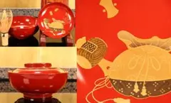 BK420　時代輪島塗　宝尽くし図金蒔絵　吸物椀　一客　木製　茶道具 懐石 菓子