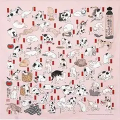 【新品】三巾 隅田川 猫飼好五十三疋 ピンク