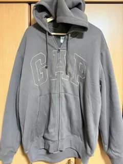 GAP ロゴ 裏ボア ジップアップパーカー フルジップパーカー ブラウン 茶