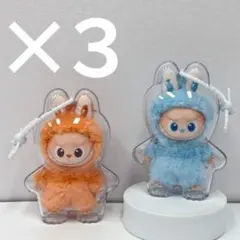 M【最安値】3個 クリアケース ラブブ ミニ LABUBU イニシャル2004