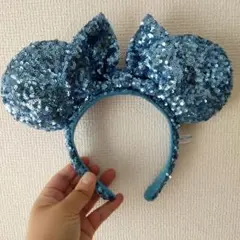 青色スパンコールカチューシャ