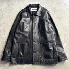 極美品■schott ショット【XL】ラムレザー カバーオール ブラック 黒