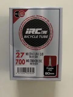 【未使用】IRC 自転車チューブ 700×28-35C 仏式 80mmのサムネイル