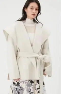 FRAY I.D ショールカラーショートリバー コート オフホワイト