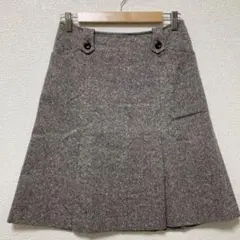 A.V.V グレー系フレアスカート ウール混合 ひざ丈　ポケット付き