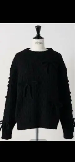 Gypsophila ジプソフィア リボンケーブルニット ブラック 黒