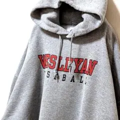 ラッセルアスレティックウェズリアンベースボール パーカーグレー灰色2XL古着