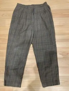 チェック柄 プリーツ入り スラックス