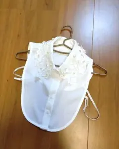 未使用　付け襟　ホワイト　レース　パール